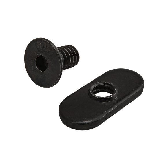 3414 -  Bolt Assembly: 1/4-20 x .500" Black FHSCS and Slide-In Economy T-Nut - Centered Thread - Black Zinc