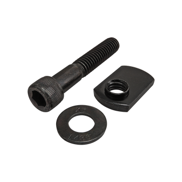 3423 -  Bolt Assembly: 5/16-18 x 1.750" Black SHCS with Washer and Slide-In Economy T-Nut - Offset Thread - Black Zinc