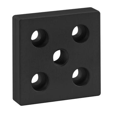25-2131-BLACK -  25 Series 5 Hole - Center Tap Base Plate: 50mm x 50mm with M10 Tap