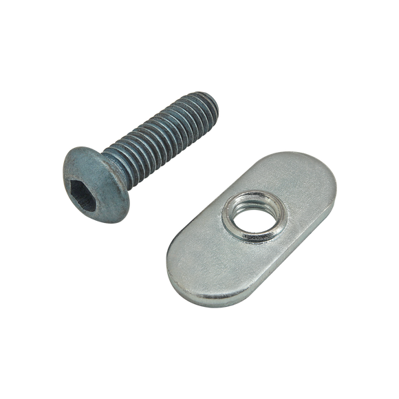 75-3407 -  Bolt Assembly: M6 x 20.00mm Blue BHSCS with Slide-In Economy T-Nut - Centered Thread - Bright Zinc