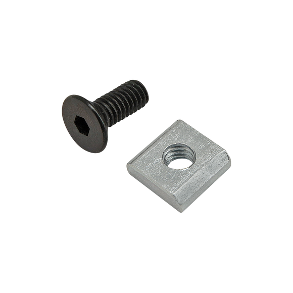 75-3552 -  Bolt Assembly: M4 x 10.00mm Black FHSCS with Slide-In Economy T-Nut Block - Bright Zinc