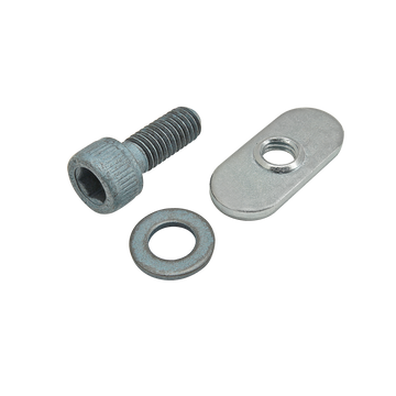 75-3420 -  Bolt Assembly: M6 x 16.00mm Blue SHCS with Washer and Slide-In Economy T-Nut - Centered Thread - Bright Zinc