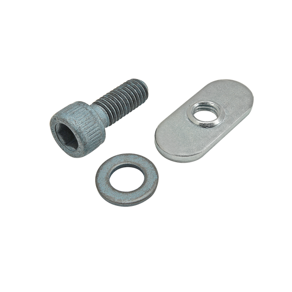 75-3420 -  Bolt Assembly: M6 x 16.00mm Blue SHCS with Washer and Slide-In Economy T-Nut - Centered Thread - Bright Zinc