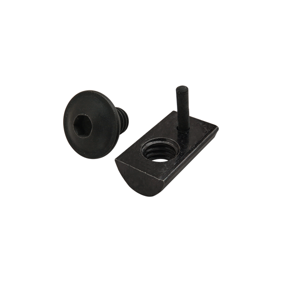 3318 -  Bolt Assembly: 5/16-18 x .500" Black FBHSCS and Roll-In T-Nut with Flex Handle - Black Zinc