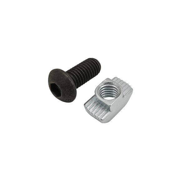 75-3619 -  Bolt Assembly: M8 x 18.00mm Black BHSCS with Standard Drop-In T-Nut - Bright Zinc