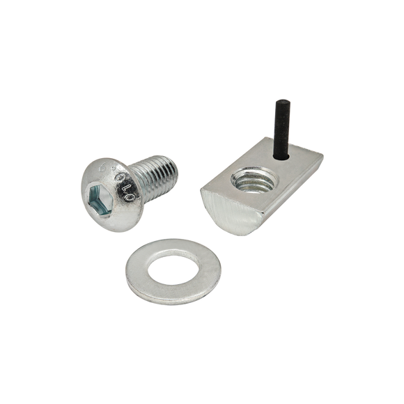 3832 -  Bolt Assembly: M8 x 16.00mm Bright BHSCS with Washer and Roll-In T-Nut with Flex Handle - Bright Zinc