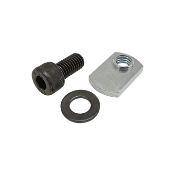 75-3534 -  Bolt Assembly: M8 x 16.00mm Black SHCS with Washer and Slide-In Economy T-Nut - Offset Thread - Bright Zinc