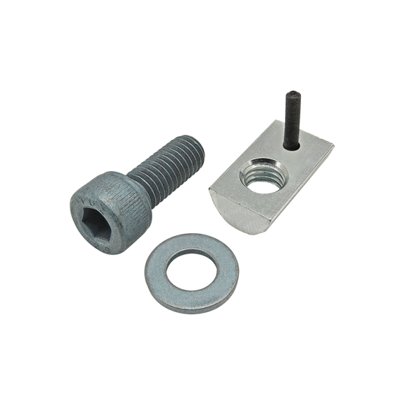 75-3464 -  Bolt Assembly: M8 x 20.00mm Blue SHCS with Washer and Roll-In T-Nut with Flex Handle - Bright Zinc