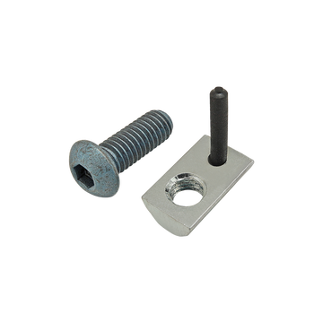 75-3437 -  Bolt Assembly: M6 x 16.00mm Blue BHSCS with Roll-In T-Nut with Flex Handle - Bright Zinc