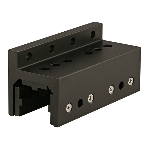 40-6516-BLACK -  40 Series 3 Slot Mount - Single Flange Long Standard Linear Bearing with Brake Holes