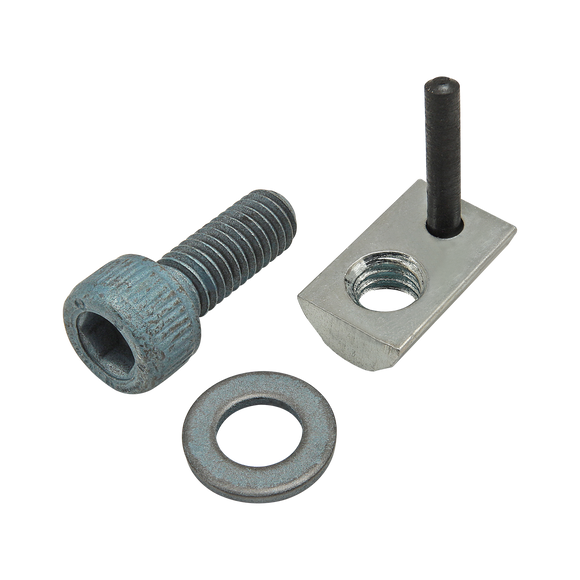 75-3451 -  Bolt Assembly: M6 x 16.00mm Blue SHCS with Washer and Roll-In T-Nut with Flex Handle - Bright Zinc