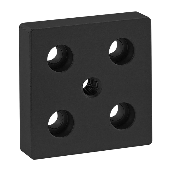 2127-BLACK -  10 Series 5 Hole - Center Tap Base Plate: 2.00" x 2.00" with 5/16-18 Tap