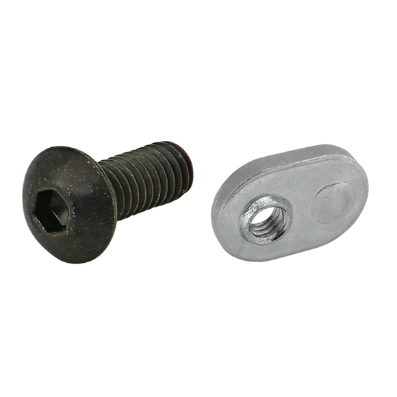 75-3537 -  Bolt Assembly: M4 x 10.00mm Black BHSCS with Slide-In Economy T-Nut - Offset Thread - Bright Zinc