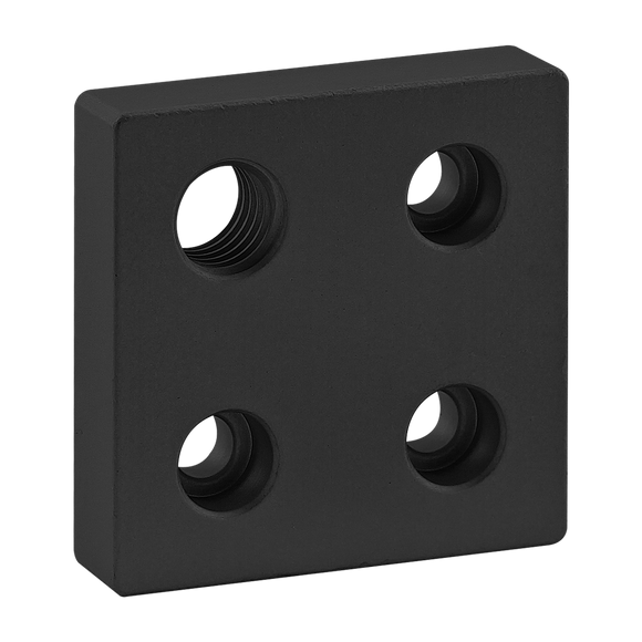 2363-BLACK -  10 Series 4 Hole - Offset Tap Base Plate: 2.00" x 2.00" with 1/2-13 Corner Tap