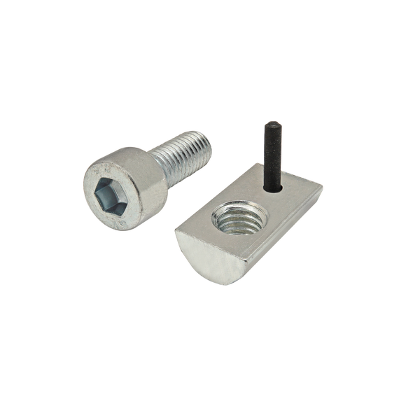 3869 -  Bolt Assembly: M8 x 20.00mm Bright SHCS and Roll-In T-Nut with Flex Handle - Bright Zinc