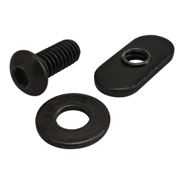 3482 -  Bolt Assembly: 1/4-20 x .625" Black BHSCS with Washer and Slide-In Economy T-Nut - Centered Thread - Black Zinc