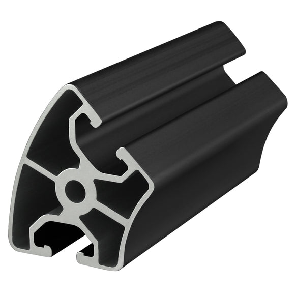 40-4094-BLACK-6.05M -  40 SERIES T-SLOTTED EXTRUSION W/ 45 DEGREE RADIUS 6.05M BAR BLACK ANO