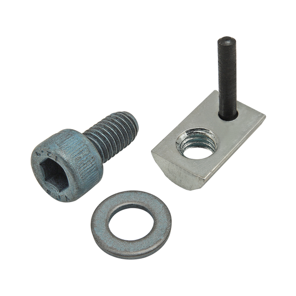 75-3450 -  Bolt Assembly: M6 x 12.00mm Blue SHCS with Washer and Roll-In T-Nut with Flex Handle - Bright Zinc