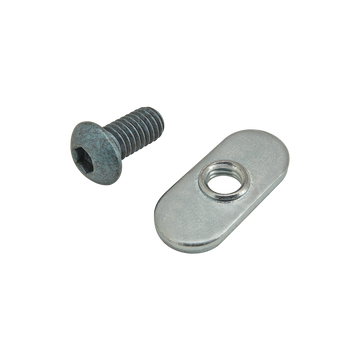 75-3405 -  Bolt Assembly: M6 x 12.00mm Blue BHSCS with Slide-In Economy T-Nut - Centered Thread - Bright Zinc