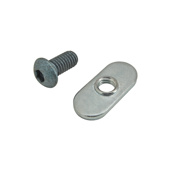 75-3405 -  Bolt Assembly: M6 x 12.00mm Blue BHSCS with Slide-In Economy T-Nut - Centered Thread - Bright Zinc