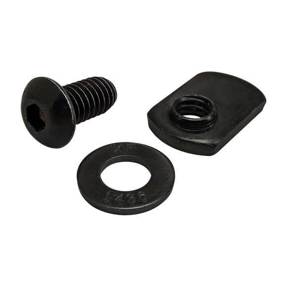 3435 -  Bolt Assembly: 5/16-18 x .625" Black BHSCS with Washer and Slide-In Economy T-Nut - Offset Thread - Black Zinc