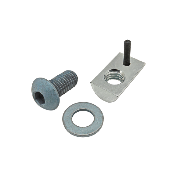 75-3456 -  Bolt Assembly: M8 x 16.00mm Blue BHSCS with Washer and Roll-In T-Nut with Flex Handle - Bright Zinc