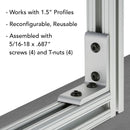 4301 - 15 Series & Ready Tube 4 Hole - Tall Inside Corner Bracket-4