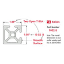 1002-S - 1” X 1” Smooth Surface T-Slotted Profile - Two Adjacent Open T-Slots-5
