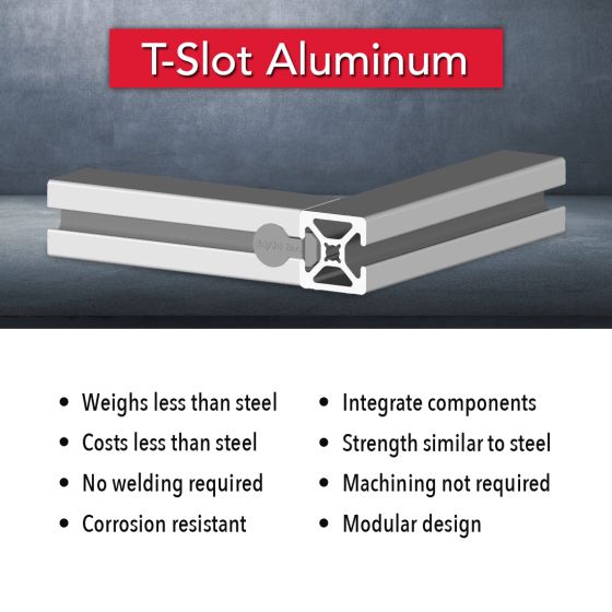 1004-S - 1.00” X 1.00” Smooth Surface T-Slotted Profile - Two Opposite Open T-Slots