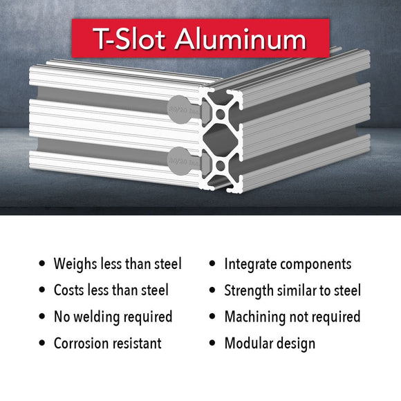 1020 - 1.00” X 2.00” T-Slotted Profile - Six Open T-Slots