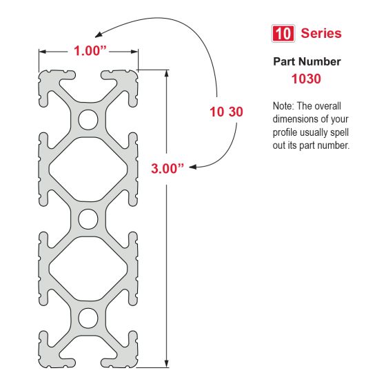 1030 - 1.00” X 3.00” T-Slotted Profile - Eight Open T-Slots