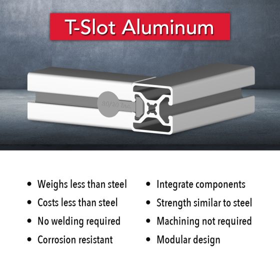 1504-LS - 1.50” X 1.50” Lite Smooth Surface T-Slotted Profile - Two Opposite Open T-Slots