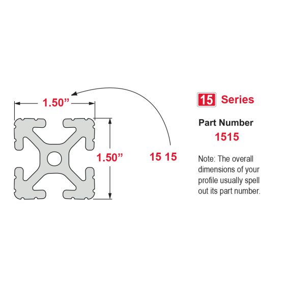 1515-UL - 1.50” X 1.50” Ultra-Lite T-Slotted Profile