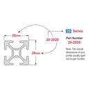 20-2020 - 20mm X 20mm T-Slotted Profile - Four Open T-Slots-5