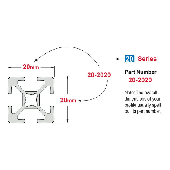 20-2020 - 20mm X 20mm T-Slotted Profile - Four Open T-Slots