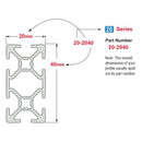 20-2040 - 20mm X 40mm T-Slotted Profile - Six Open T-Slots-5