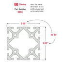 3030 - ﻿3.00" X 3.00" T-Slotted Profile - Eight Open T-Slots-5