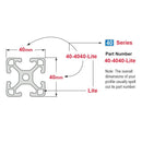 40-4040-Lite- 40mm X 40mm Lite T-Slotted Profile - Four Open T-Slots-5