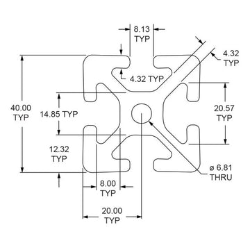 40-4040 - 40mm X 40mm T-SLOTTED EXTRUSION - 0
