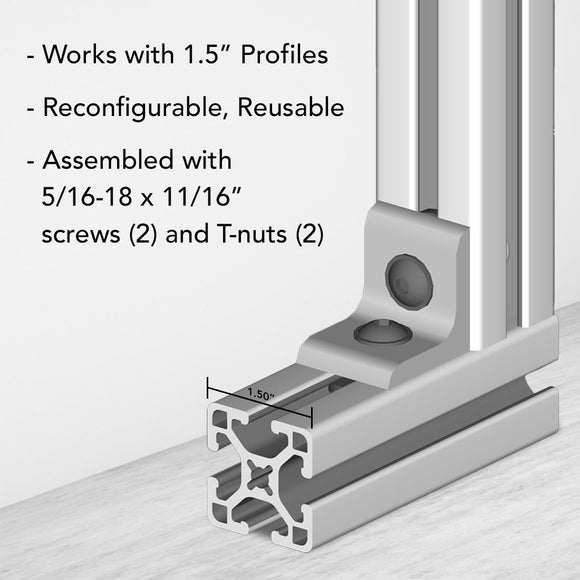 4302-BLACK - 15 Series 2 Hole - Inside Corner Bracket