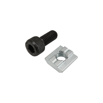 75-3627 -  Bolt Assembly: M8 x 18.00mm Black SHCS with Self-Aligning Slide-In T-Nut - Bright Zinc
