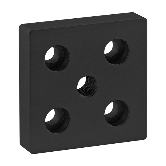 2131-BLACK -  10 Series 5 Hole - Center Tap Base Plate: 2.00" x 2.00" with 3/8-16 Tap