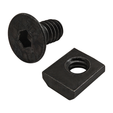 3419 -  Bolt Assembly: 1/4-20 x .500" Black FHSCS with Standard Slide-In T-Nut - Black Zinc
