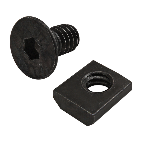 3419 -  Bolt Assembly: 1/4-20 x .500" Black FHSCS with Standard Slide-In T-Nut - Black Zinc