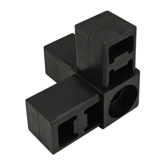 9253 -  3 Way - Corner Connector with Caster or Spacer Receptacle