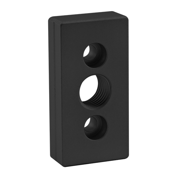 40-2365-BLACK -  40 Series 3 Hole - Center Tap Base Plate - 40mm x 80mm with M20 Tap
