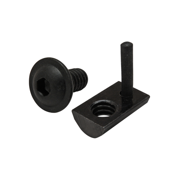 3322 -  Bolt Assembly: 1/4-20 x .500" Black FBHSCS and Roll-In T-Nut with Flex Handle - Black Zinc