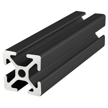 25-2525-BLACK-6.05M -  25mm X 25mm T-SLOTTED EXTRUSION 6.05M BAR BLACK ANODIZE