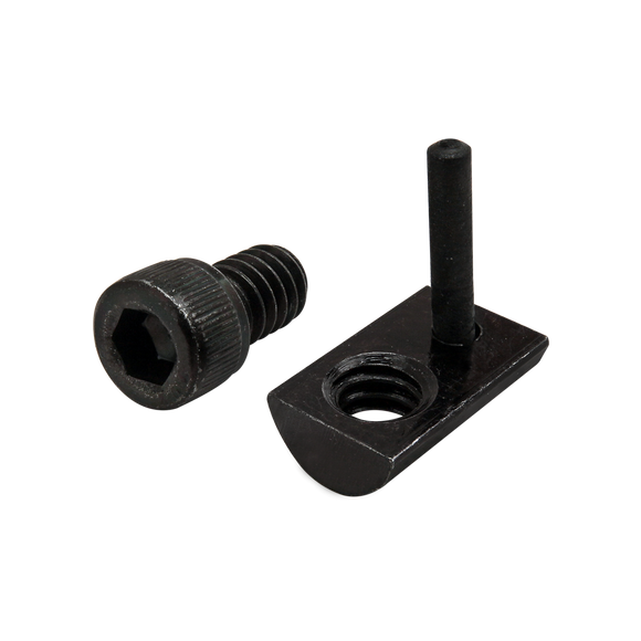 3490 -  Bolt Assembly: 1/4-20 x .375" Black SHCS and Roll-In T-Nut with Flex Handle - Black Zinc