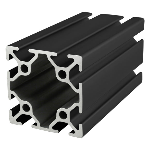 25-5050-BLACK-6.05M -  50mm X 50mm T-SLOTTED EXTRUSION 6.05M BAR BLACK ANODIZE